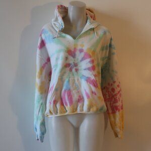 Womens JET John Eshaya White Multicolor Tie Dye Hoodie Pullover Top M/L *